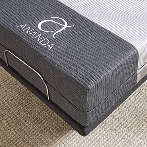Image of Blissful Nights 13 inch Ananda Cool Gel and Pearl Infused Hybrid Mattress with Head Tilt Adjustable Bed Base Combo Set (Cal King Split)