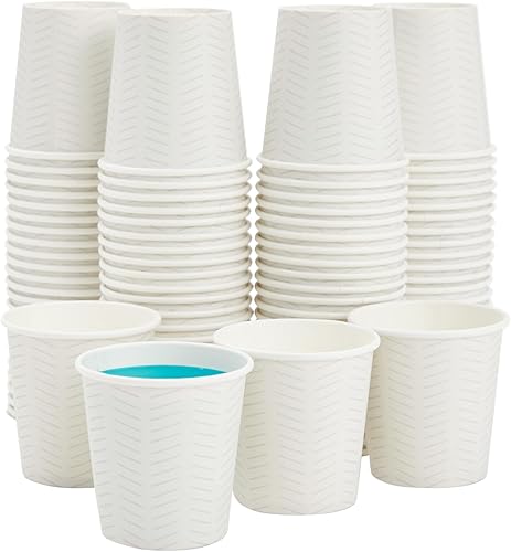 Miniatura 7 de Sparkle and Bash Paquete de 100 mini vasos de papel desechables de 4 onzas para expreso, enjuague bucal, té, café, blanco liso, taza de café,
