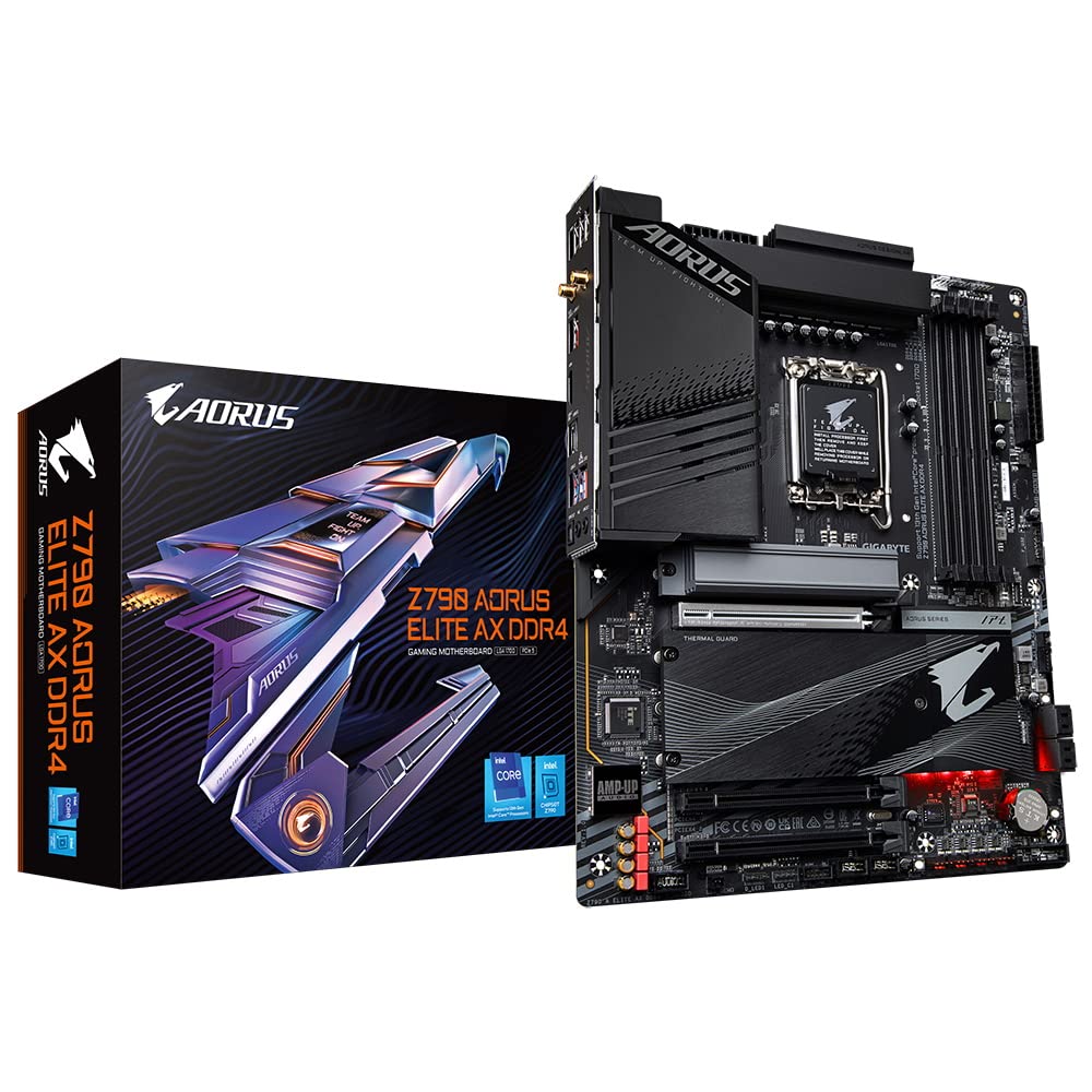 Gigabyte Z790 AORUS ELITE AX DDR4 Motherboard - Supports Intel Core 13th Gen CPUs, 16*+1+2 Phases Digital VRM, up to 5333MHz DDR4 (OC), 4xPCIe 4.0 M.2, Wi-Fi 6E, 2.5GbE LAN, USB 3.2 Gen 2
