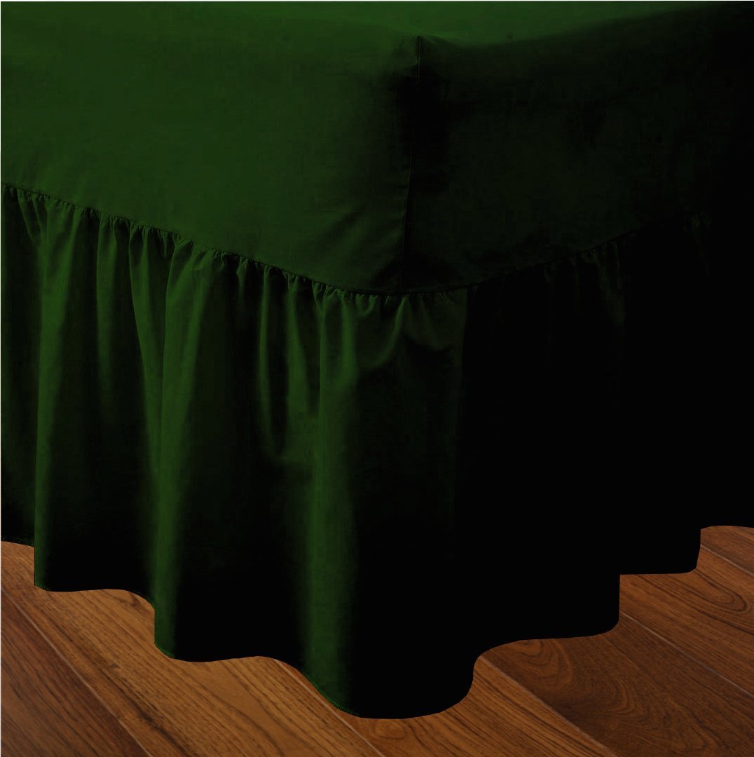 Luxury Valance Sheets - 68 Pick Polycotton Extra Deep Frilled Valance Fitted Sheet Soft, Versatile & Comfortable (Dark Green, Double)