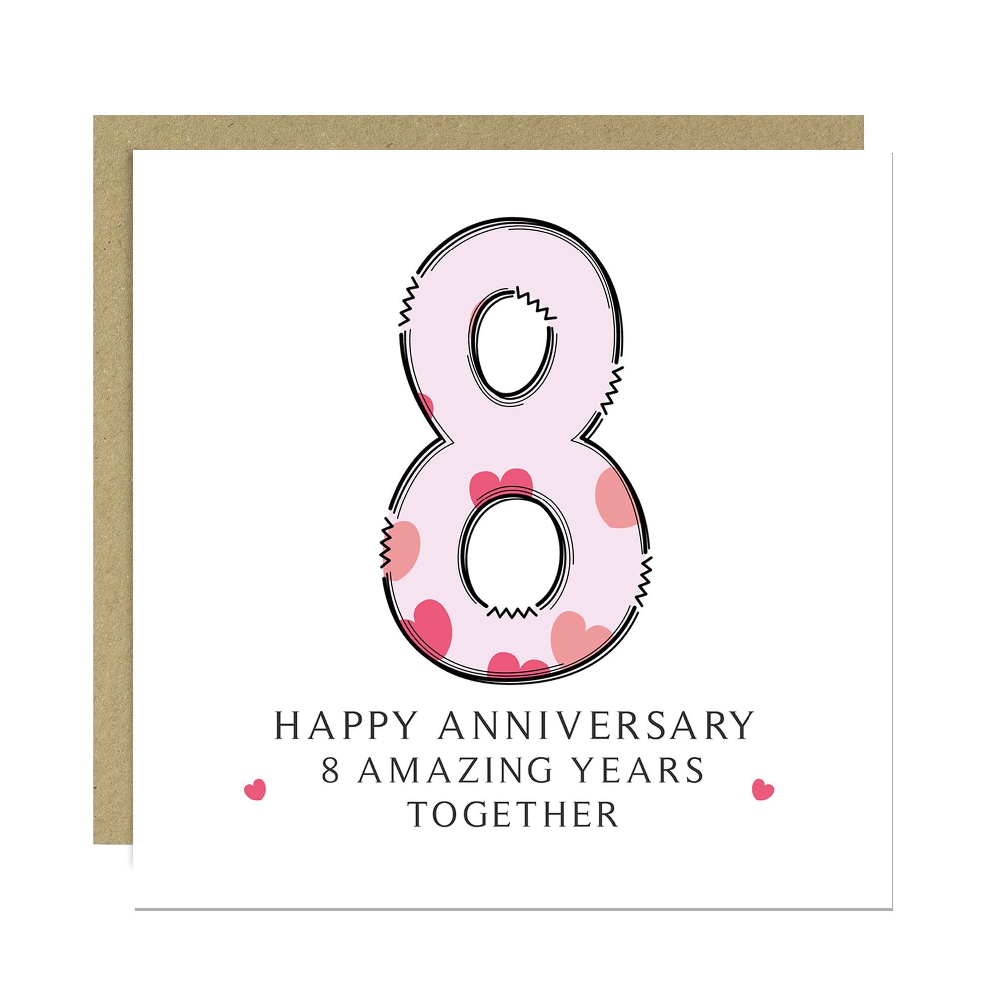 RED OCEAN Wedding Anniversary Card With Envelope Included 1st 2nd 3rd 4th 5th 10th 20th 30th 40th 50th Anniversary Cards For Husband Wife Couple Boyfriend Girlfriend (8th Anniversary Card)
