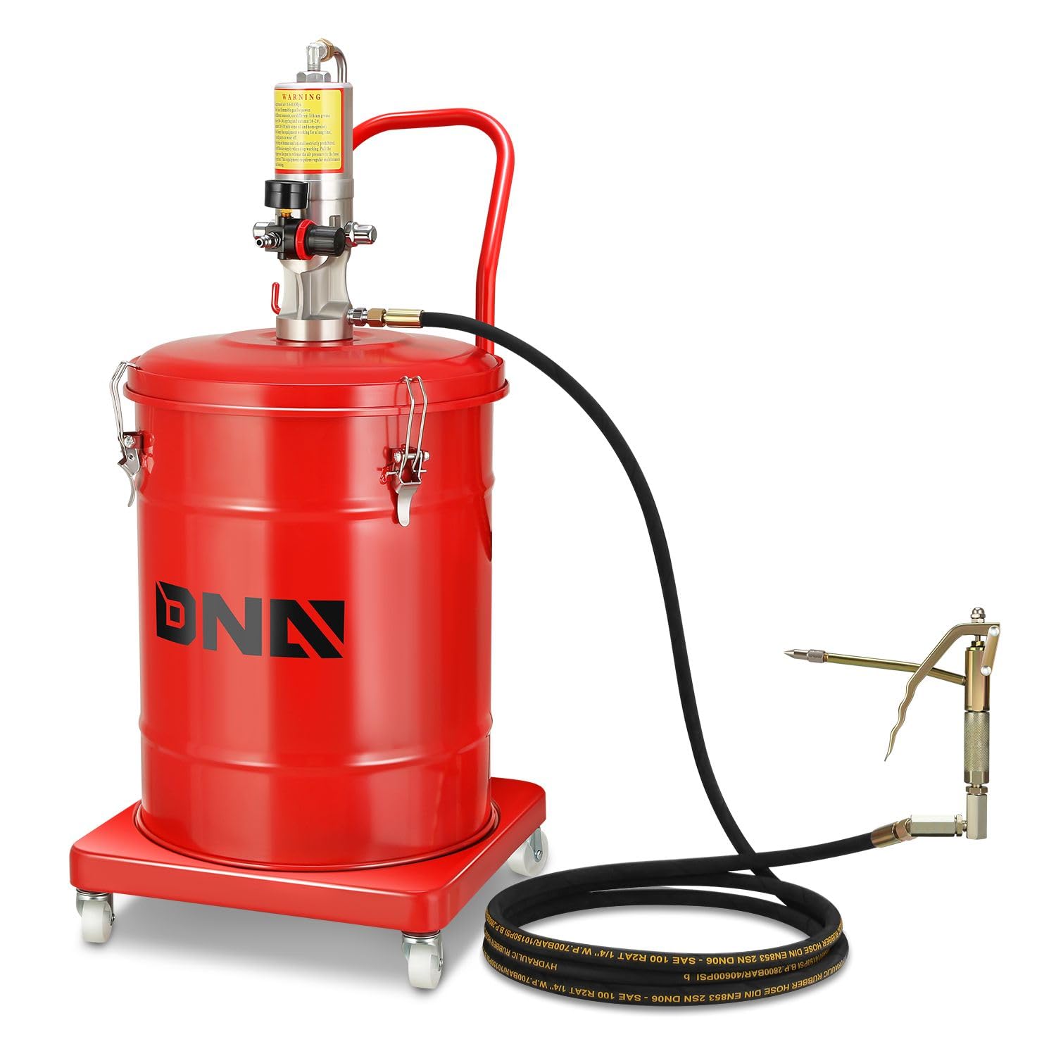 DNA MOTORING 10 Gallon Air Grease Pump, 40L High-Pressure Grease Pump Set, Portable Pneumatic Grease Pump with Wheels, w/ 13ft High Pressure Hose, Grease Gun, TOOLS-00662