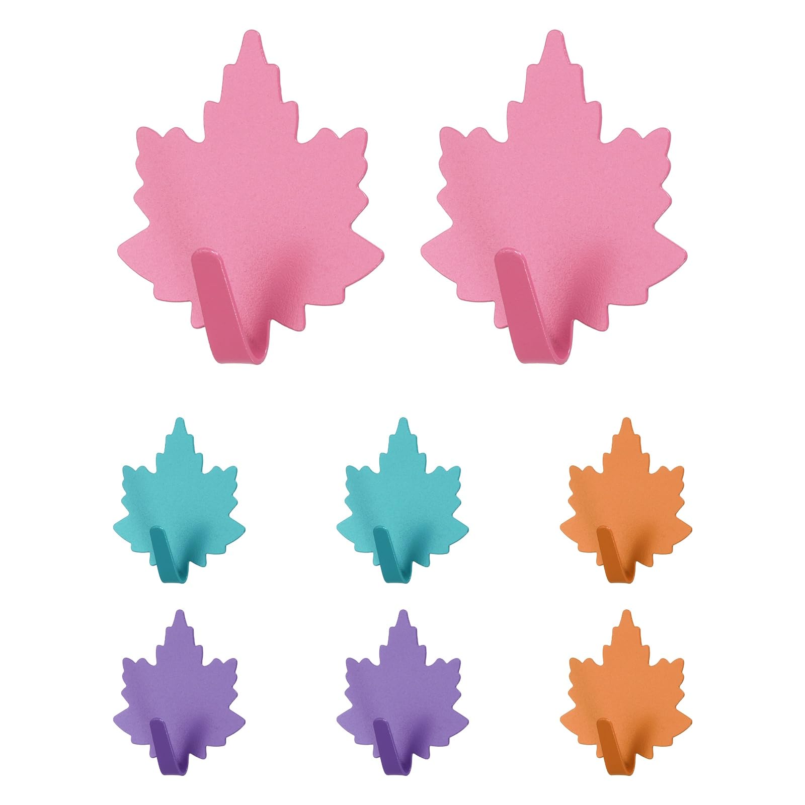 sourcing map 8Pcs Leaf Shaped Decorative Wall Hooks, Metal Self Adhesive Towel Hook Heavy Duty Sticky Wall Hangers for Bathroom, Kitchen, Home and Office Hanging Keys, Coats, Multicolored