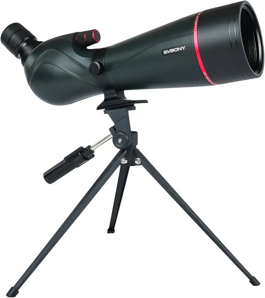 Luneta de observação SVBONY SV406 20-60x80 com tripé, sistema óptico HD com prisma BAK4, à prova d'água e antiembaçante, ocular removível de 1,25", ideal para observação de alvos e pássaros