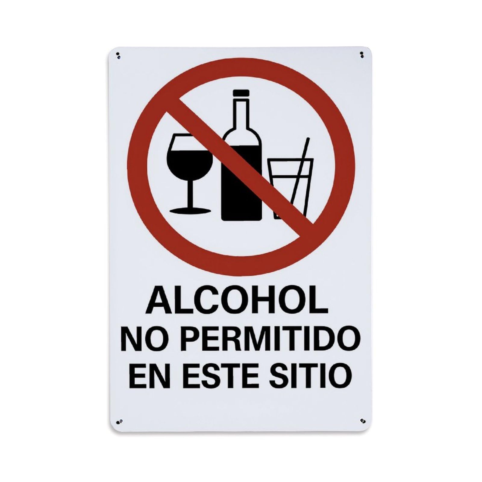 No Alcohol Allowed Here Sign Vintage Metal Tin Sign Retro Wall Decor for Home Bar Garage Cafe, Indoor & Outdoor Decorative Metal Poster, 8x12 Inch