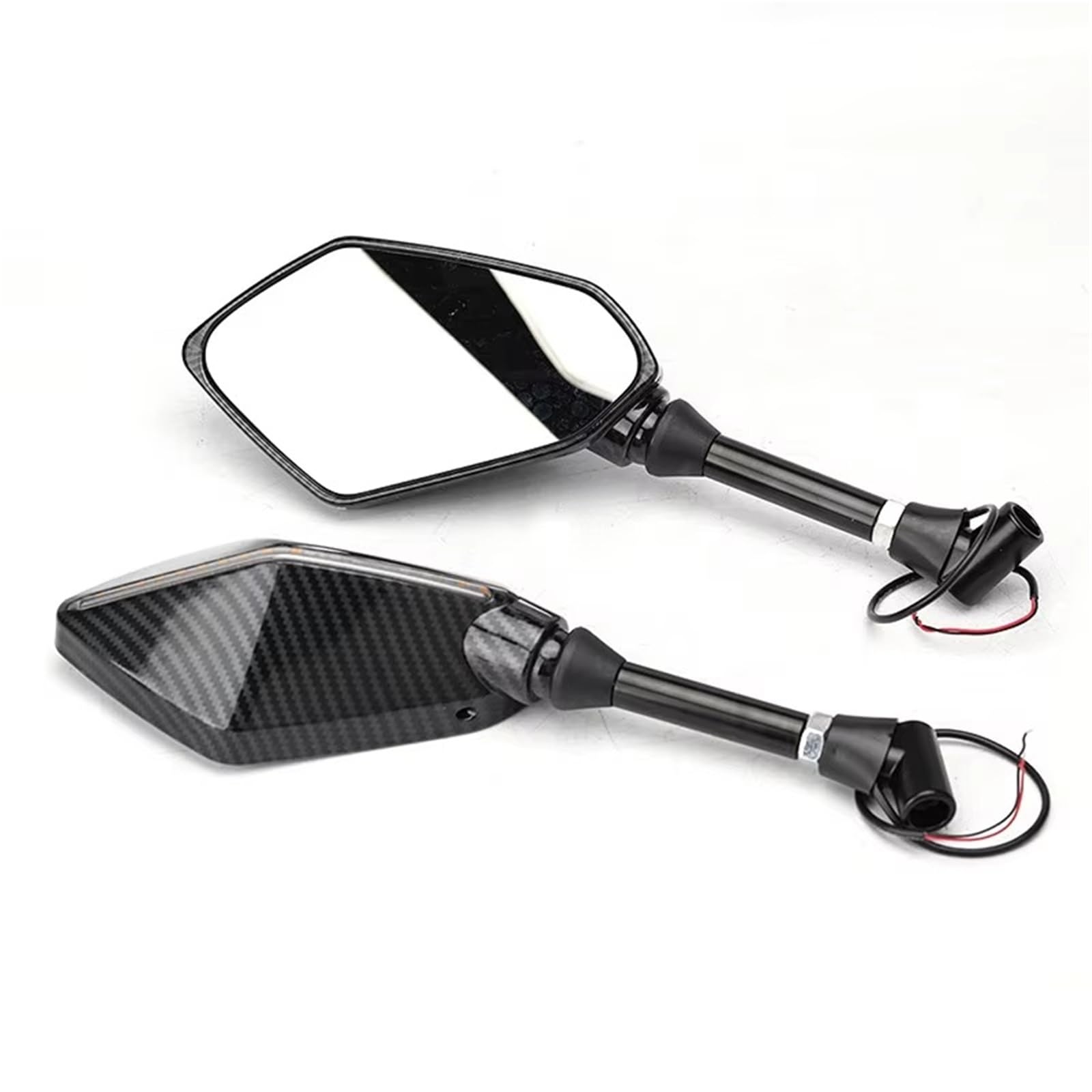 Espejos Manillar Moto Para MT 07 09 10 125 Para FZ6 Para F800R Espejo Trasero Motocicleta Con Luz LED Señal Giro Universal 8 Mm Espejo Moto(Carbon fiber color)