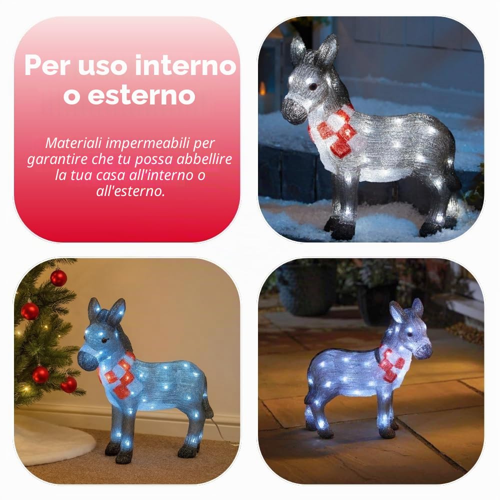 Marco Paul Interiors Decorazione natalizia in acrilico a LED, per interni ed esterni, decorazione natalizia che si illumina da giardino, decorazione festiva, statuetta pre-illuminata a forma di