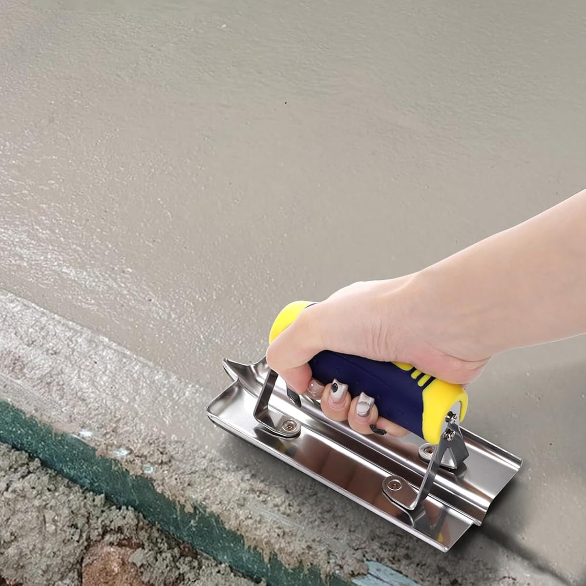 Alide Ensemble d'outils pour béton 2 pièces, bordureuse et rainureuse en acier inoxydable avec poignée antidérapante, kit de finition de ciment de maçonnerie pour le lissage et la coupe