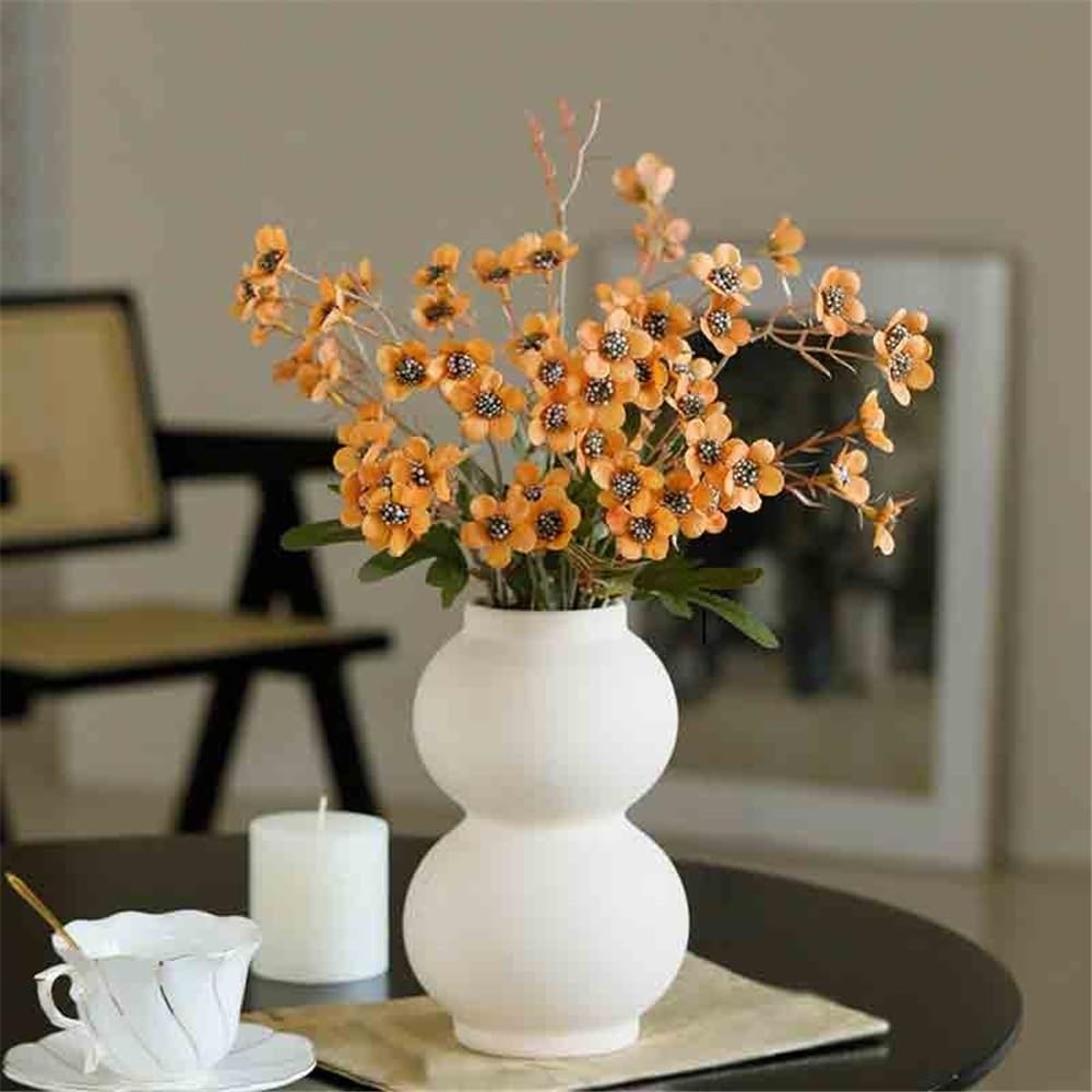 Sztuczne kwiaty White Ceramic Vase Yellow Small Plum Fake Flowers Simulation Flower Arrangement Indoor Sztuczne kwiaty