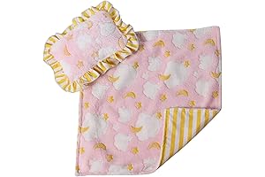 Celestial Slumber: Pink Clouds Doll Blanket & Pillow