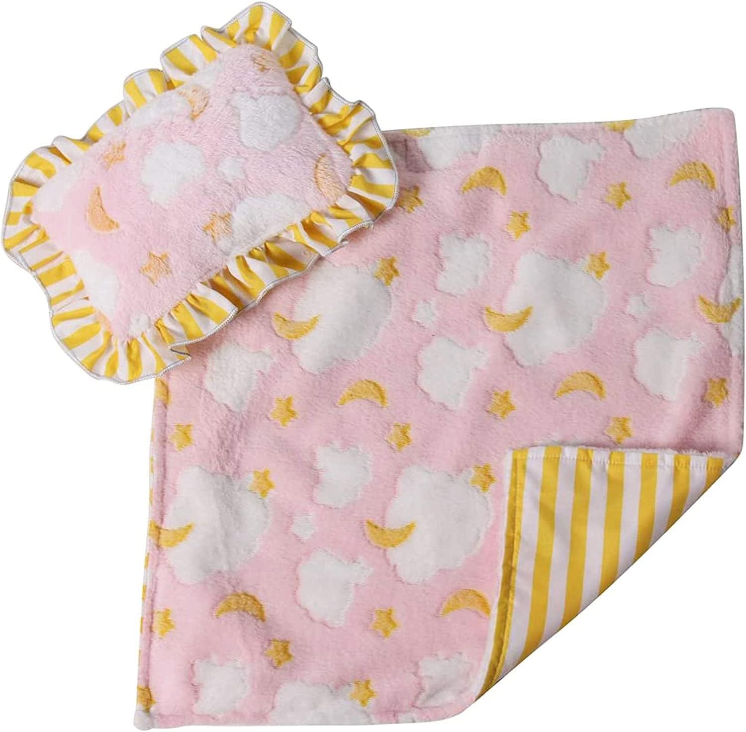 Pink Clouds Doll Blanket & Pillow