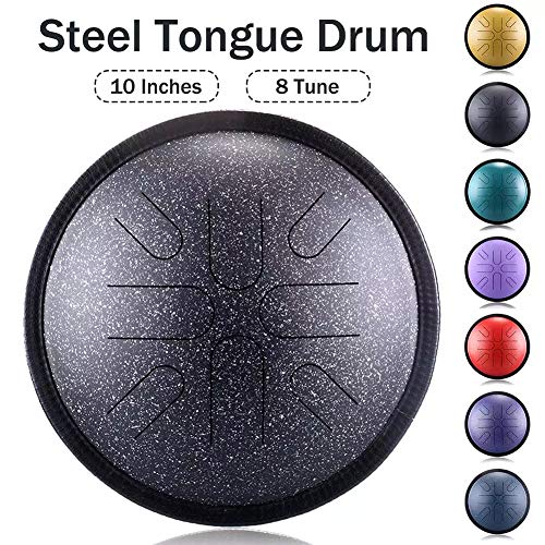 Steel Tongue Drum 10 Inch 8 Notes Hand Pan Drum Tank Drum con Baquetas Bolsa de Transporte Kit de Percusión para Adultos Práctica de Yoga, Meditación miniatura 7