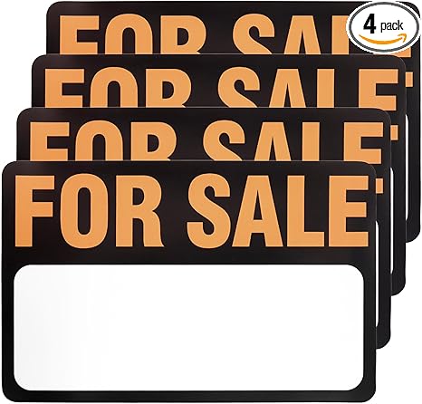 4PCS for Sale Car Stickers,Vinyl Self-Adhesive for Sale Sign Car Decals with Eye-Catching & Beautiful Text,Universal Decals for Vehicles for Cars/SUVs/Garages Cars Accessories