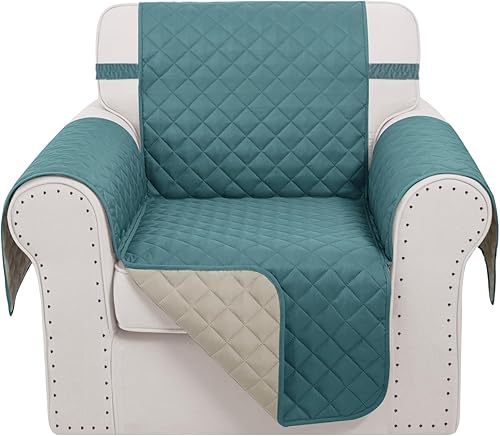 Fundas para silla reclinable, reversible, funda de sofá para mascotas, protector de muebles para niños perezosos (silla de 23 pulgadas, azulbeige)