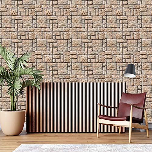 Image of DWELLSINDIA Brick Stone Self Adhesive Wallpaper, Waterproof, Scratch Resistant, Laminated (41cm x 244cm, Multicolour)