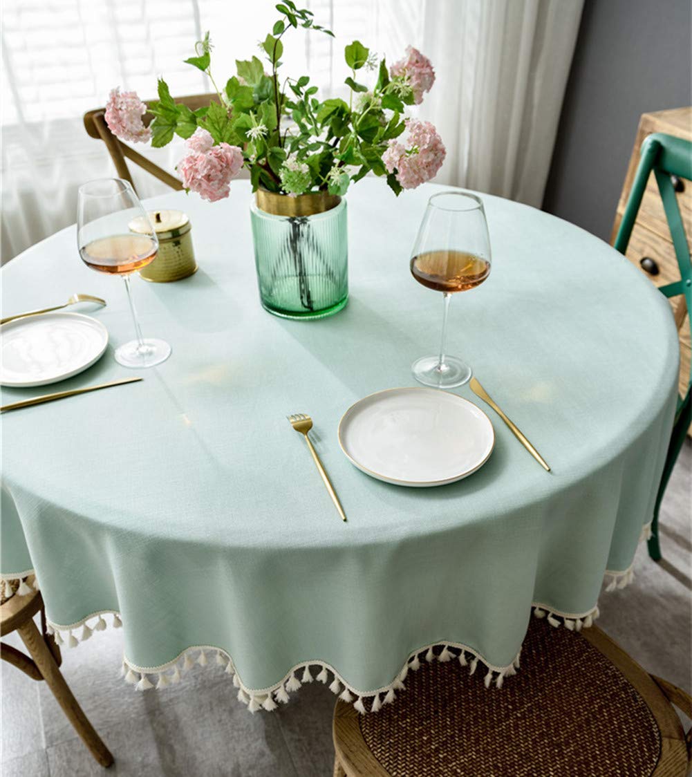 Mantel redondo de color sólido para fiestas y banquetes, 220 cm de diámetro, tela azul cielo, elegante mantel para bodas, eventos, decoración del hogar