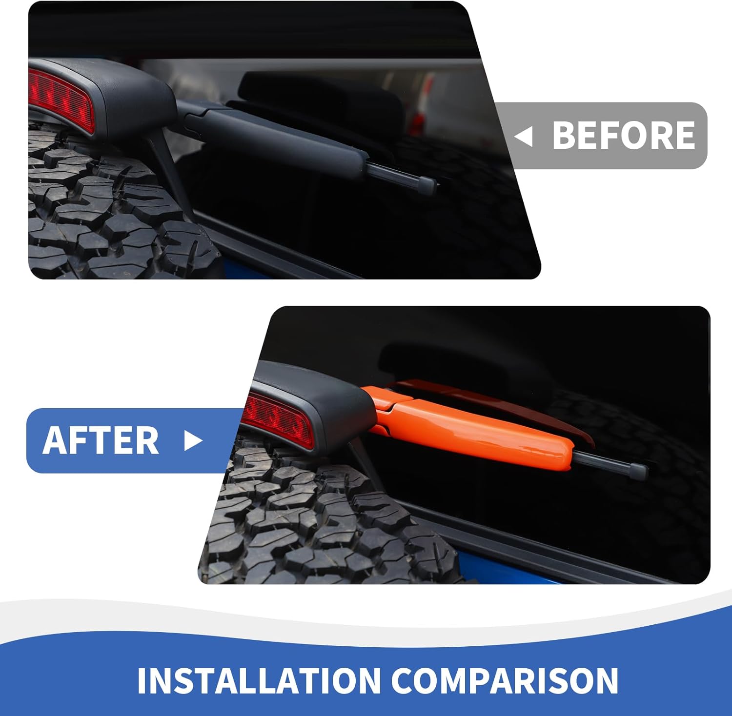 RAZPOY Rear Window Wiper Arm Blades Cover Trim Compatible with Ford Bronco Accessories 2021-2025, Orange