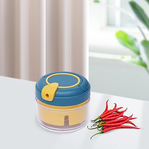 Miniatura 4 de Cortador de cebolla de ajo portátil con cuerda de jalar a mano, procesador de alimentos manual para verduras, jengibre, frutas, frutos secos, hierbas