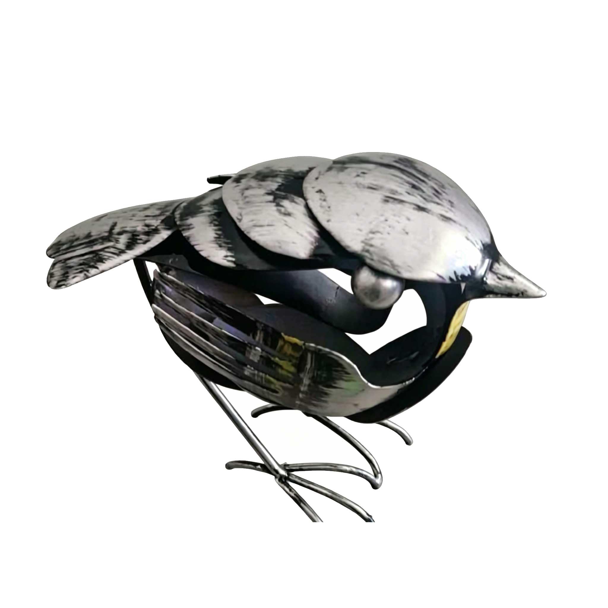 Rustic Red Chest Bird Statue, Scrap Metal Art Sculpture, Handcrafted Bird Statue, Recycled Cutlery Figurine, Home Garden Metal Robin Ornament, Gift for Bird Lovers (B)