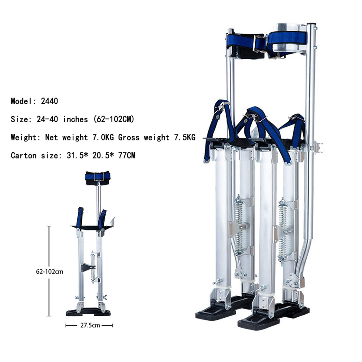 Trampoli per cartongesso da 24''-40'', trampoli da lavoro in lega di alluminio con ginocchiere protettive, sostengono in modo sicuro 300 libbre, facili da installare, per carpentieri, pittori, elet