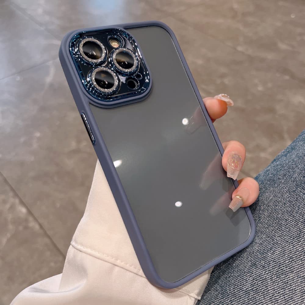 Coque iPhone 14 Pro Max rigide transparente bleu clair avec protection caméra intégrée - 8