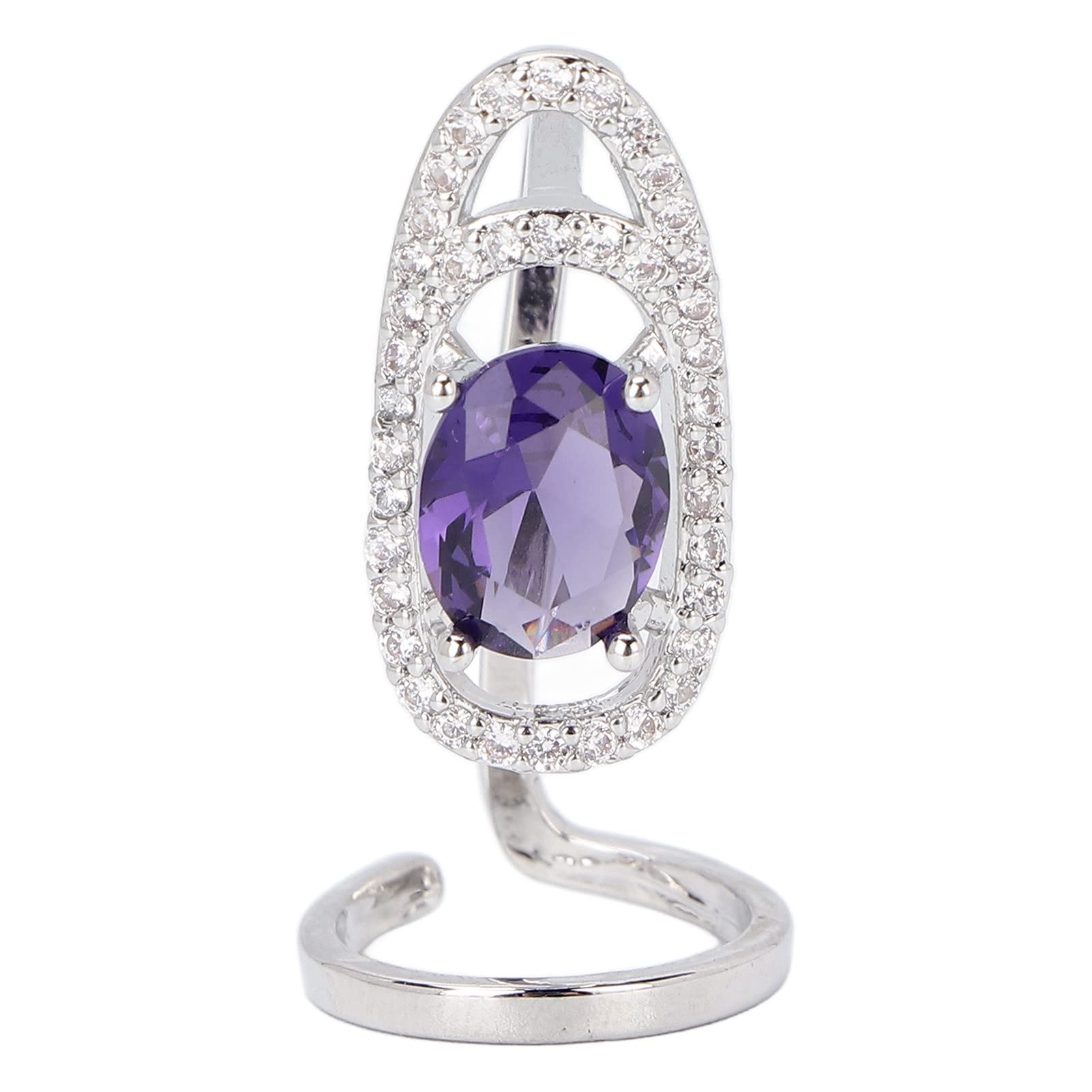 Women Luxury Fingernails Ring, Shiny Delicate Nail Cover Ring, Crystal Rhinestones Finger Nail Rings, Nail Ring Decoration Tip Nail Art Charm Jewelry Gift for Dancing Party Dating(Purple)