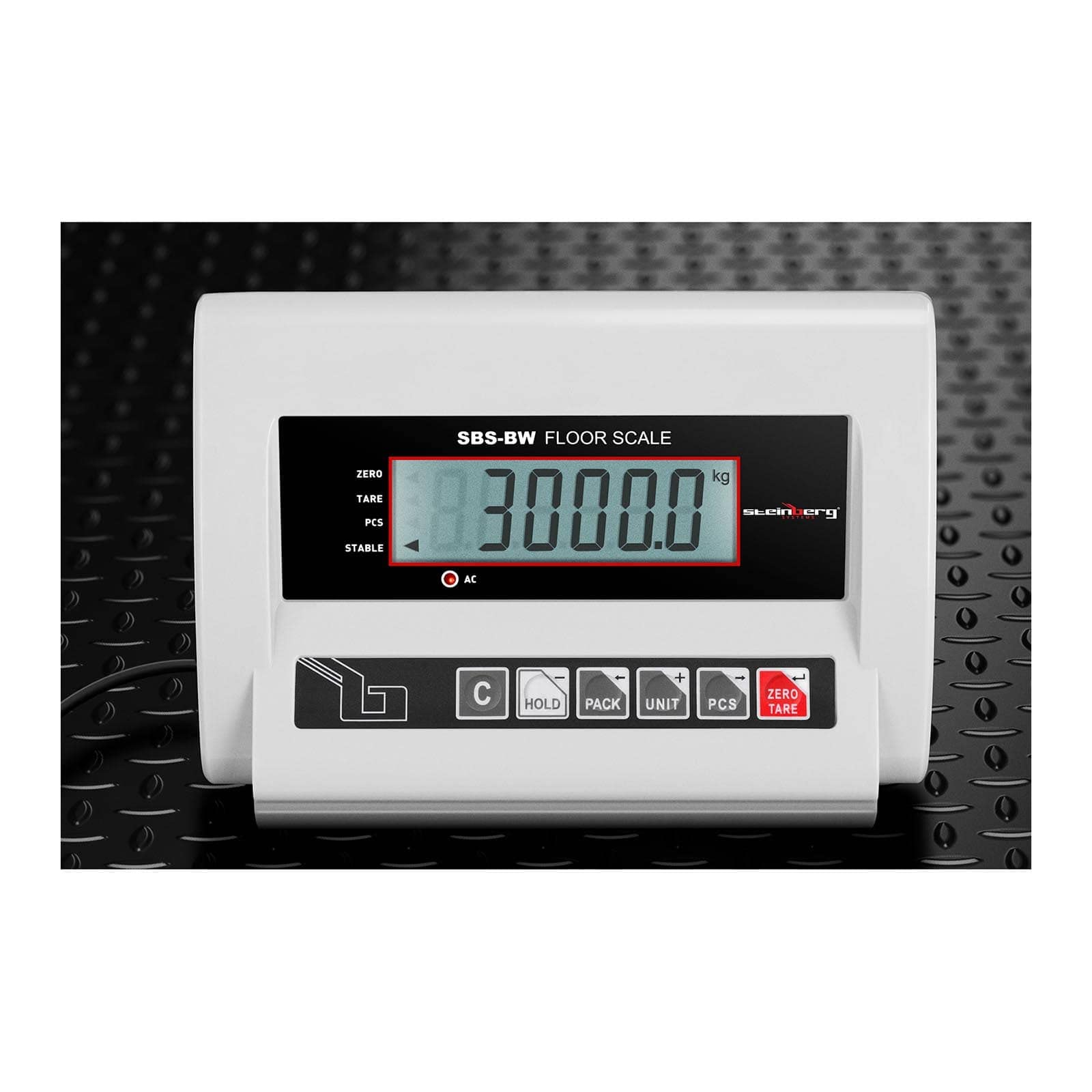 Steinberg Systems SBS-BW-3T/1A Bodenwaage 3000kg / 1 kg Paketwaage 150 x 151,5 cm Plattformwaage Industriewaage Digitalwaage mit LCD-Anzeige ECO