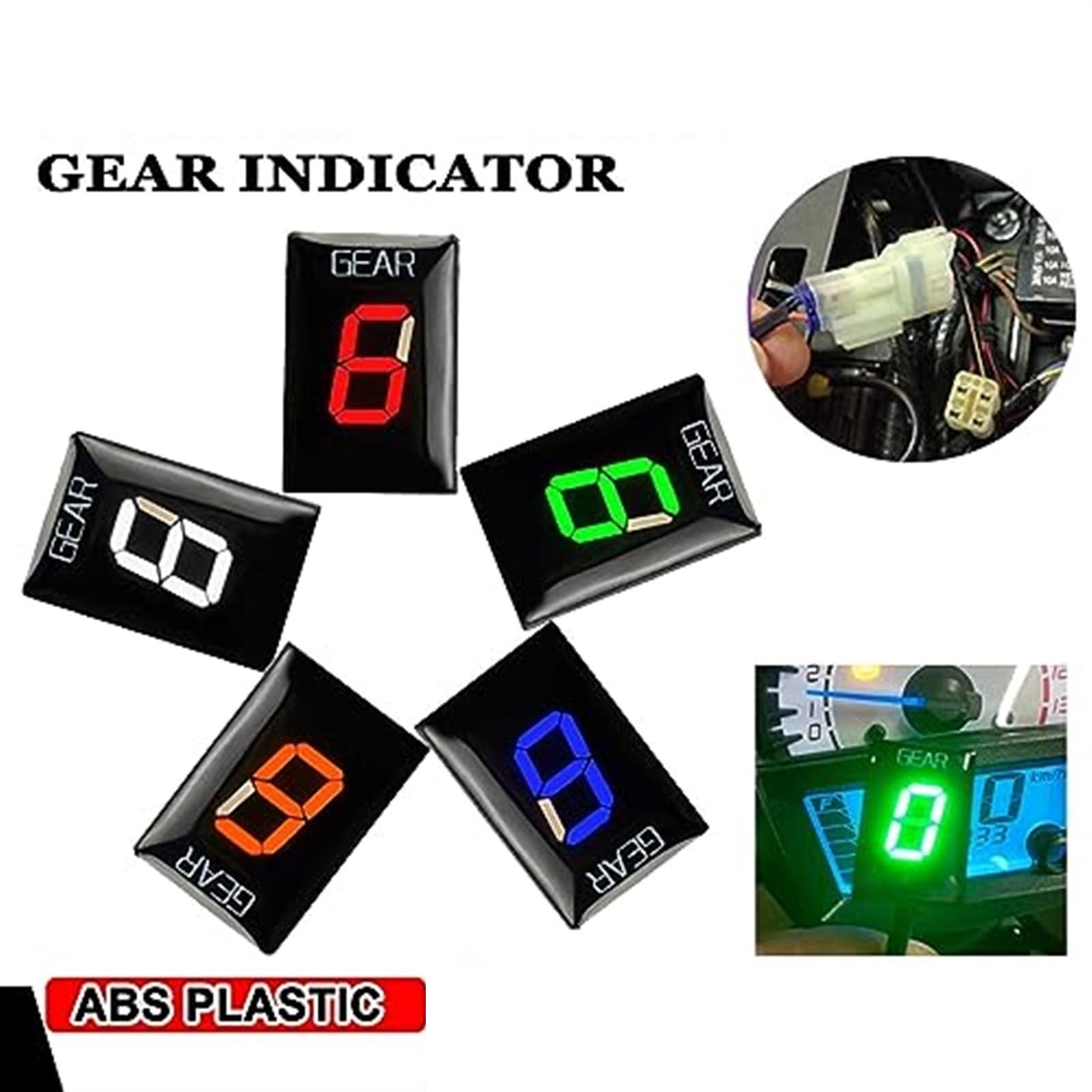 Indicateur de Vitesse 1-6, Affichage de Vitesse Plug and Play, for Z750 Z 750 2010 2011 2012 Indicateur de Rapport de Moto(Black Red)