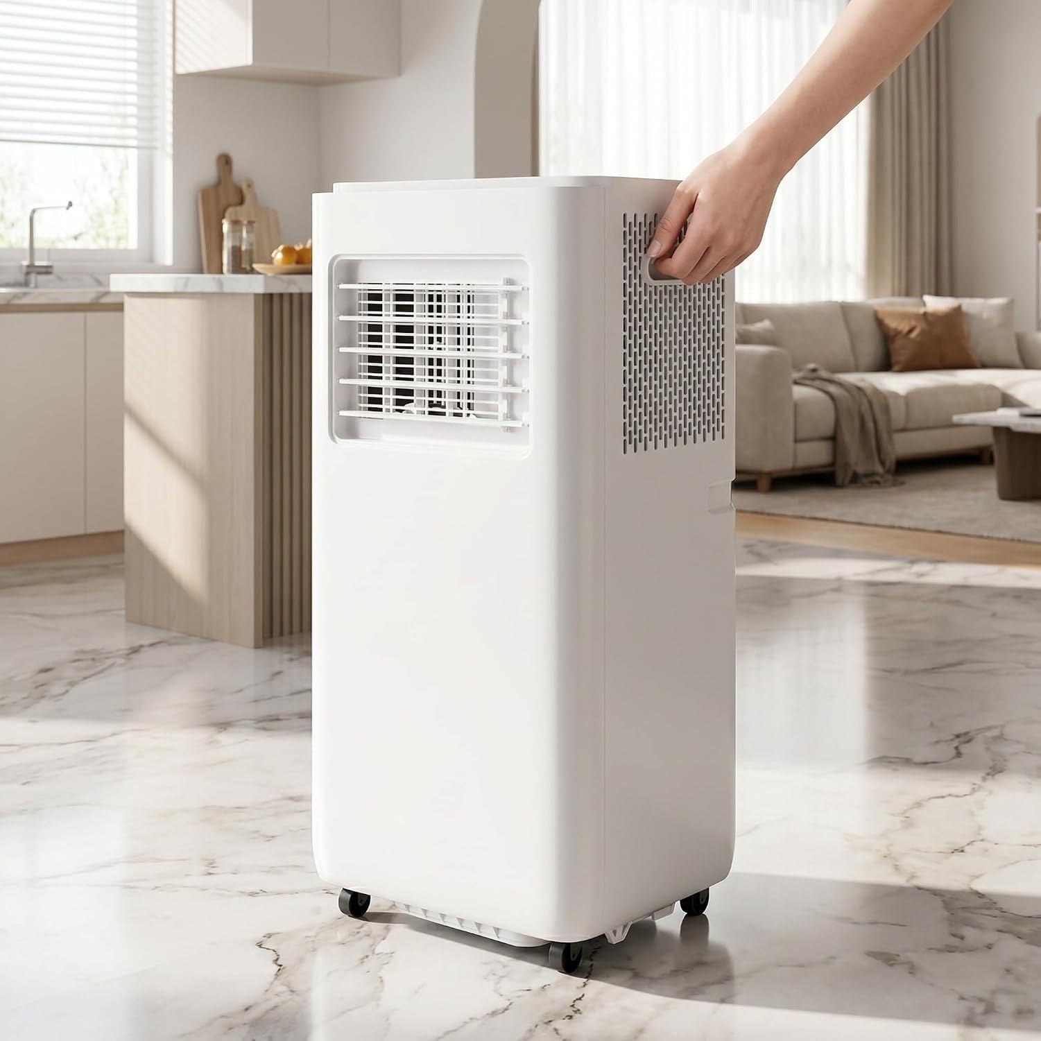 Przenośny klimatyzator 12000 BTU, mobilna klimatyzacja wolnostojąca, tryb nocny, 3 biegi wentylatora, zestaw okienny do montażu w pomieszczeniach, Style 2, 13000 BTU