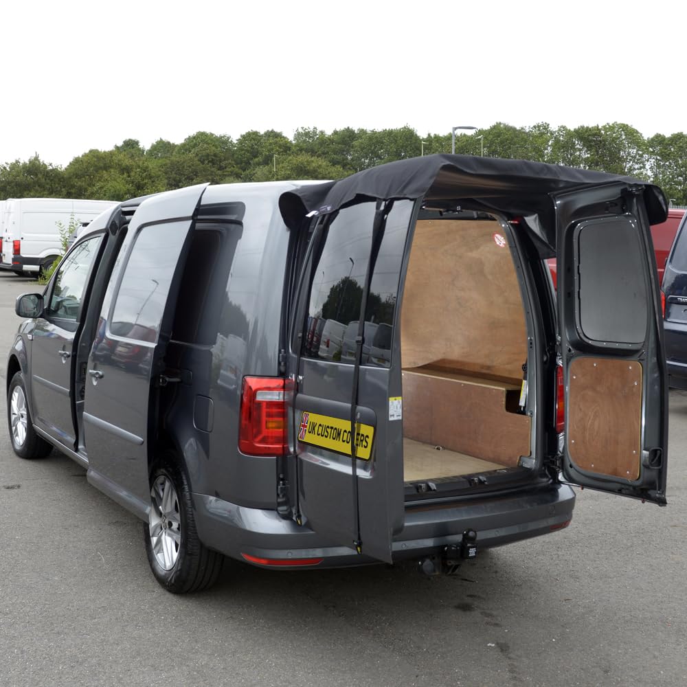 Maßgeschneiderte Abdeckungen für VW Caddy Maxi Life (ab 2004), maßgeschneiderte Abdeckung für hintere Scheunentürmarkise, schwarz, BDC567BLACKAD6 Auto & Motorrad