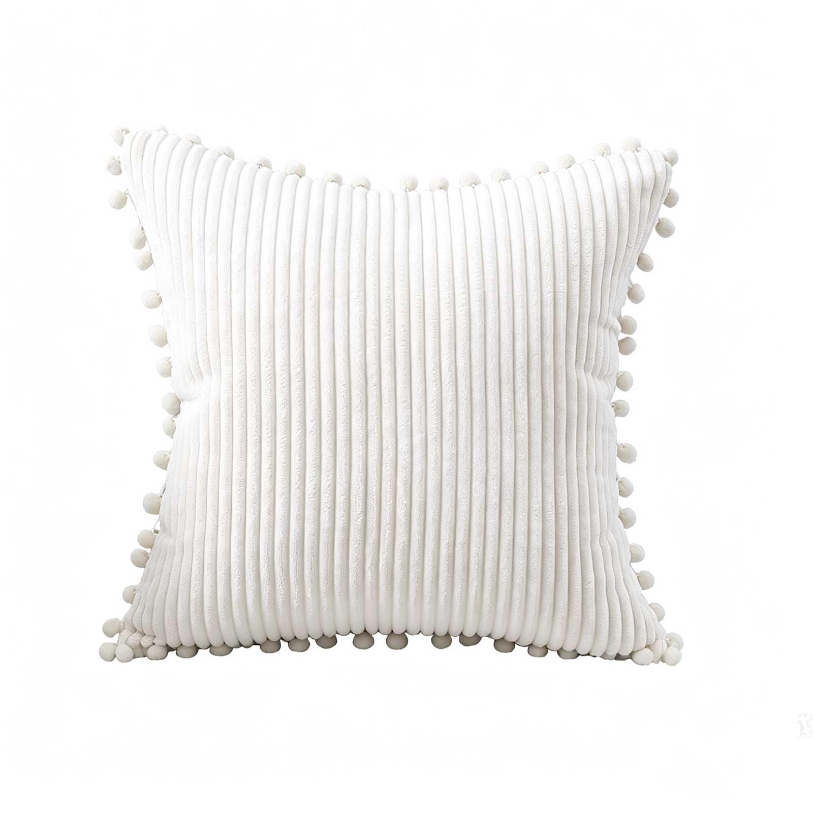 AXCTYSFP Corduroy Striped Decorative Throw Pillow Covers with Pom Solid