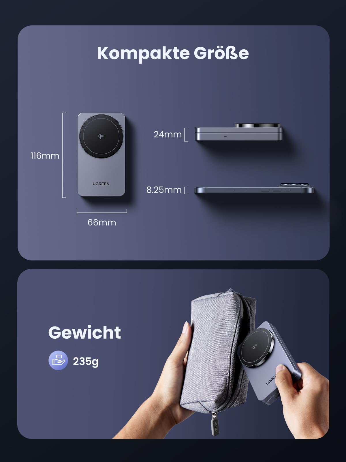 UGREEN MagFlow Qi2 15W 2-in-1 iPhone Faltbare Ladestation mit Magsafe