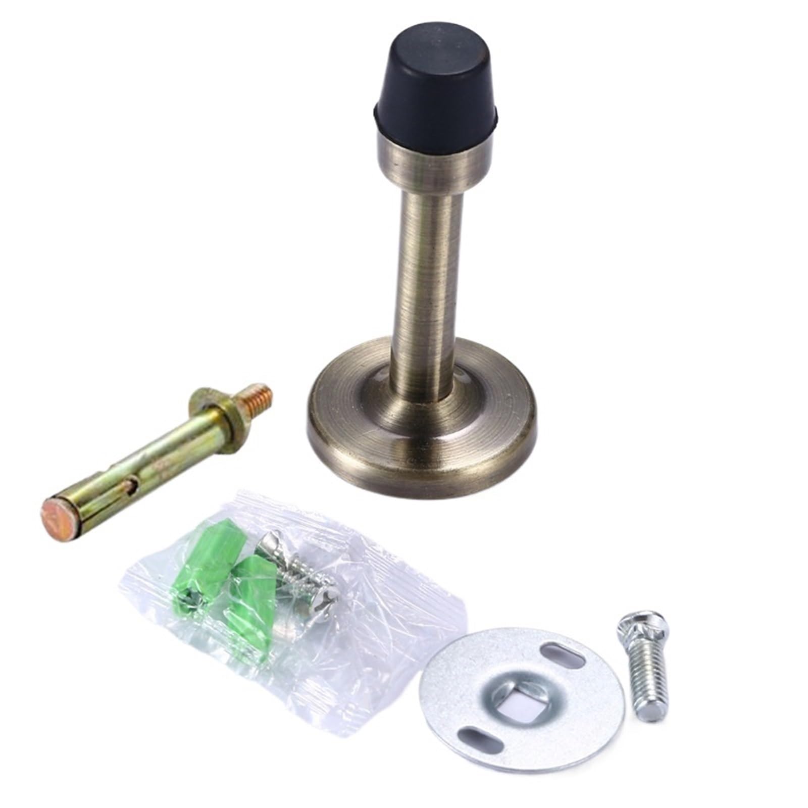 Tope de puerta goma montado en la pared, soporte topes acero inoxidable, accesorio suelo con tornillos, ferretería for dormitorio, 4 Uds para Puertas de Madera(Green Bronze)