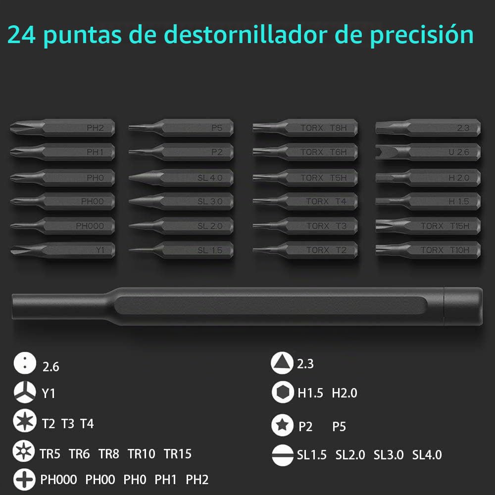 Xiaomi Juego Destornilladores de Precisión, 24 En 1 Juego de Herramientas de Destornillador de Bolsillo, Juego de Destornilladores Mini, Juego de Herramientas de Reparación para Electrónica