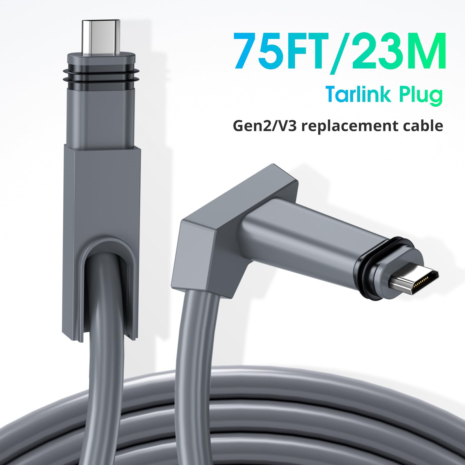 Ankndo für Starlink Gen 2 kabel, 75FT/23M für Starlink Ersatzkabel Gen2 Rectangular Satellite, Gen 2 für Starlink Verlängerungskabel Zubehör Wasserdicht für Starlink V2 Kabel, Grau