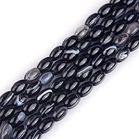 Vista 7 de GEM-Inside - Cuentas ovaladas de ágata de ónix de Botsuana marrón natural, de 0.315 x 0.472 in, para hacer joyas, suministros de manualidades hechos