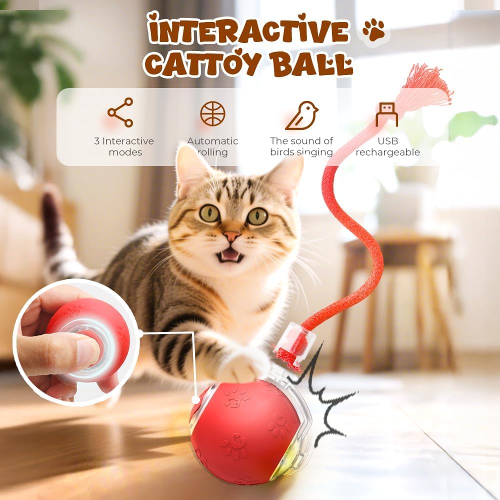 Juguetes interactivos para gatos, juguete multifuncional para gatos para uso doméstico, recargable para propietarios de mascotas, juguete portátil para gatos (rojo, azul y gris)