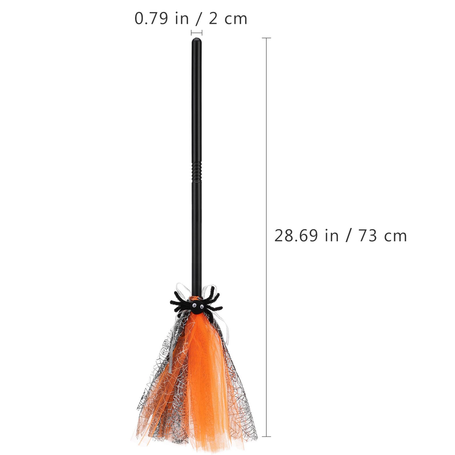 GALPADA Spazzola da Strega Halloween in Plastica e Rete Accessorio Decorativo per Feste e Cosplay Scopa Magica Arancione per Masquerade e Party Tema Halloween