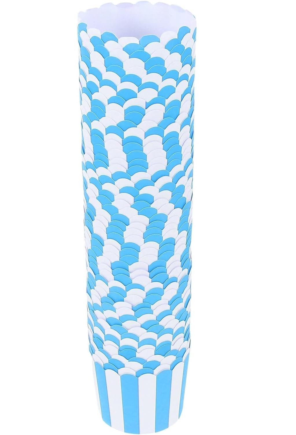melala 100pcs Cupcake Liners Stripes Baking Cups Muffin Liners Paper Cupcake Cases Unbleached Muffin Wrapper for Valentines Day Wedding Birthday Supplies (Blue white)
