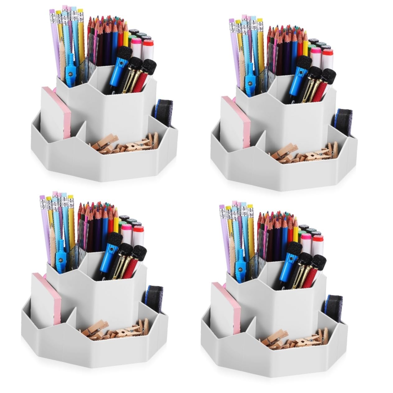 Porte-stylos rotatifs en plastique Gadpiparty | Lot de 4 pour bureau