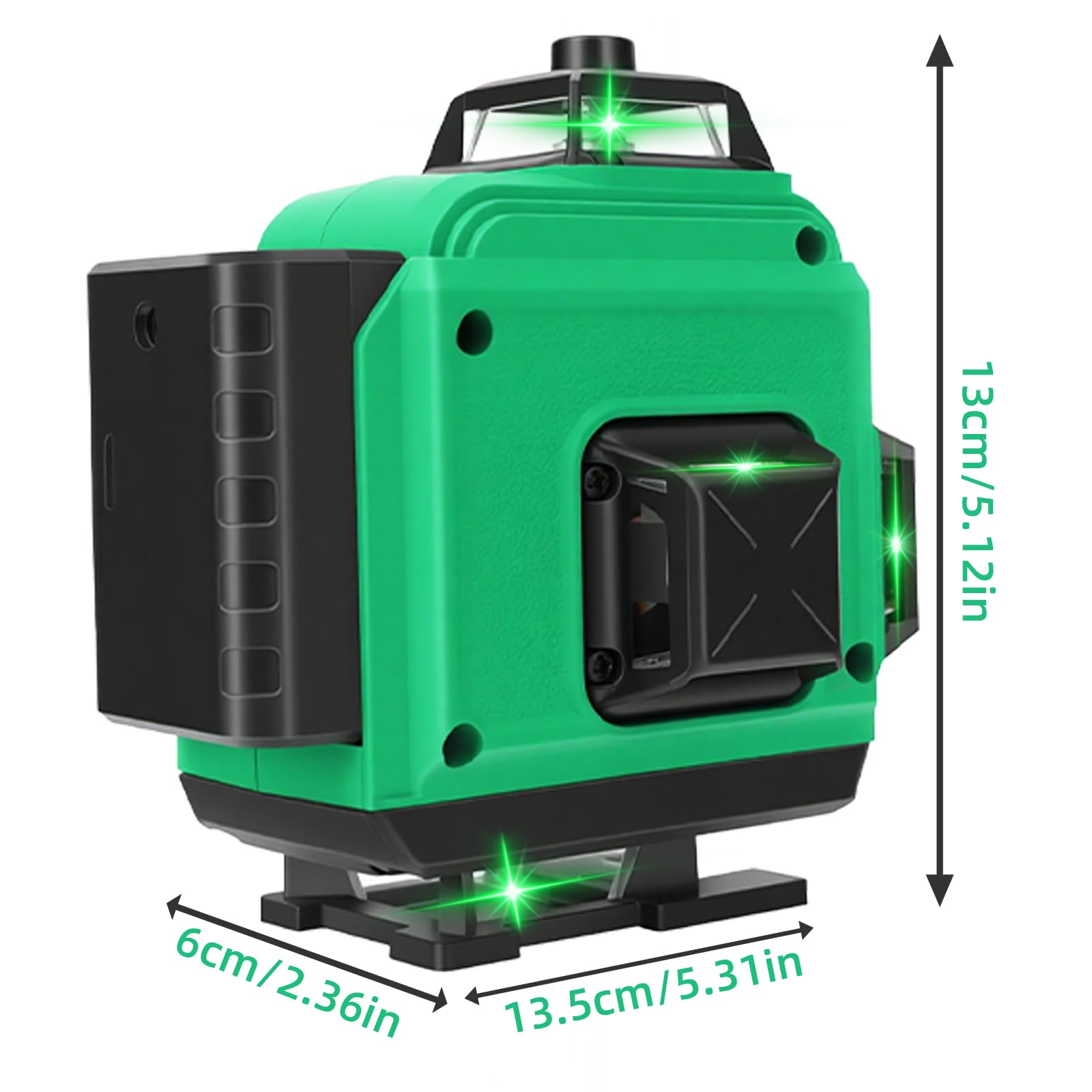 Kreuzlinienlaser mit Stativ, Multifunktionaler 4D-Laser mit 16 Linien,laser wasserwaage mit stativ, USB-wiederaufladbares Lithium-Batterie-Nivelliergerät mit,2 * 2400 mAh Batterien Green