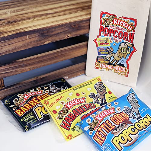 Kickin’ Premium Microwave Popcorn – Popcorn Variety Pack (3) In Canvas Bag - Ultimate Sweet And Spicy Gourmet Gift - Makes A Great Movie Theater Popcorn Or Snack Food For Movie Night #TOP6