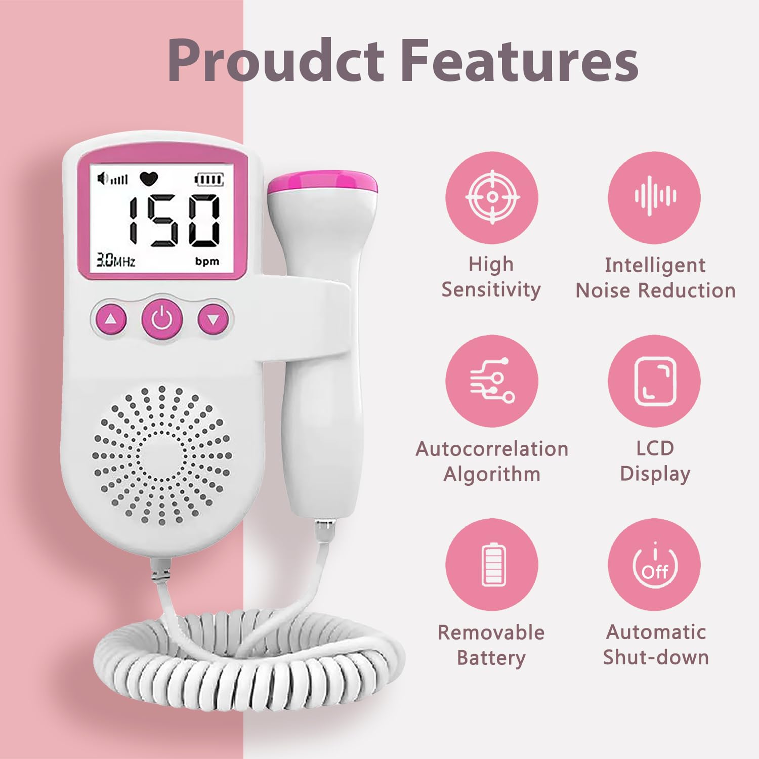 Bag for Baby Monitor Easy to Use at Home Accessories Fetal Pregnancy Women Heartbeat Portable Doppler XY34