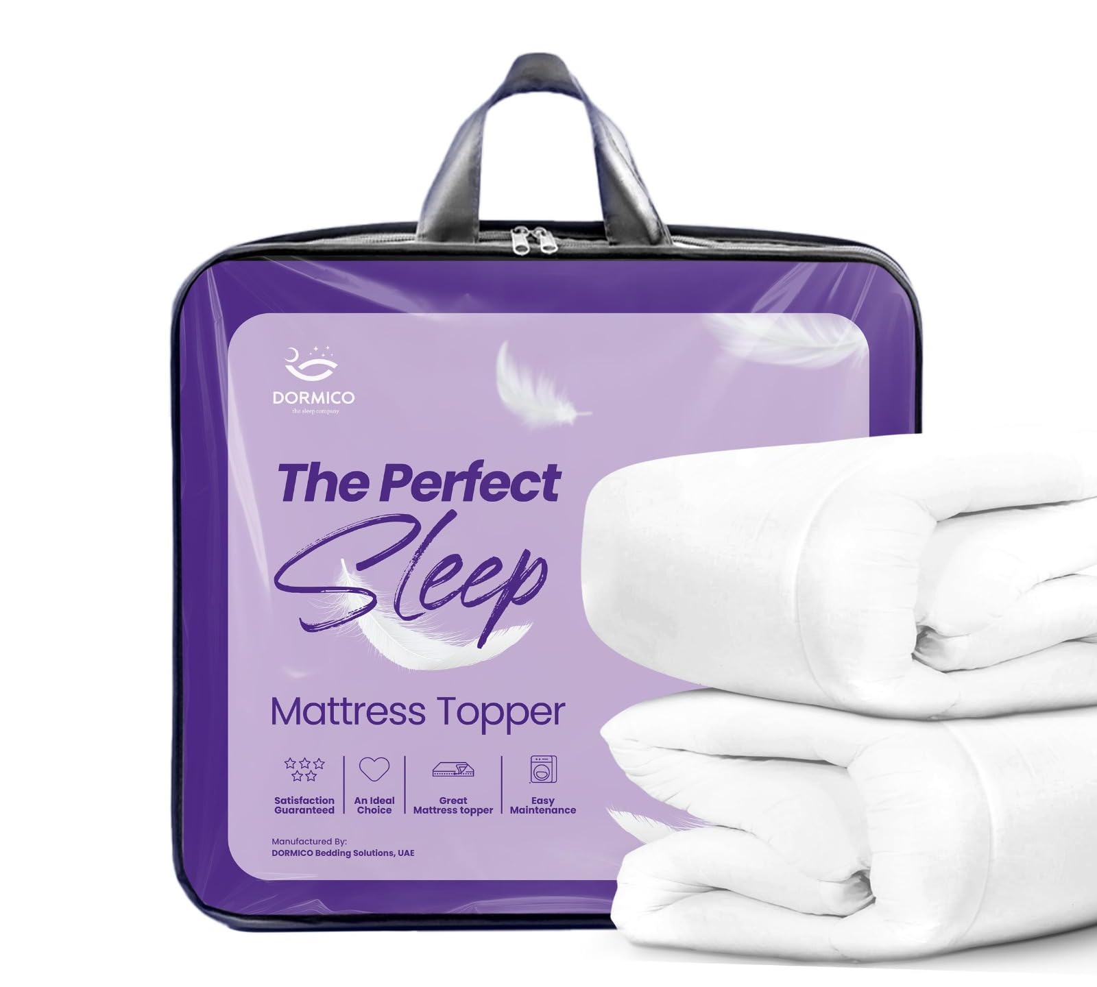 Microfiber Mattress Topper | 550 GSM Ultra-Soft Mattress Enhancer with 4 Sided Elastic Bands | Comfy Microfiber Bed Topper for All Bed Sizes. White [Thickness 10cm], [90 x190]