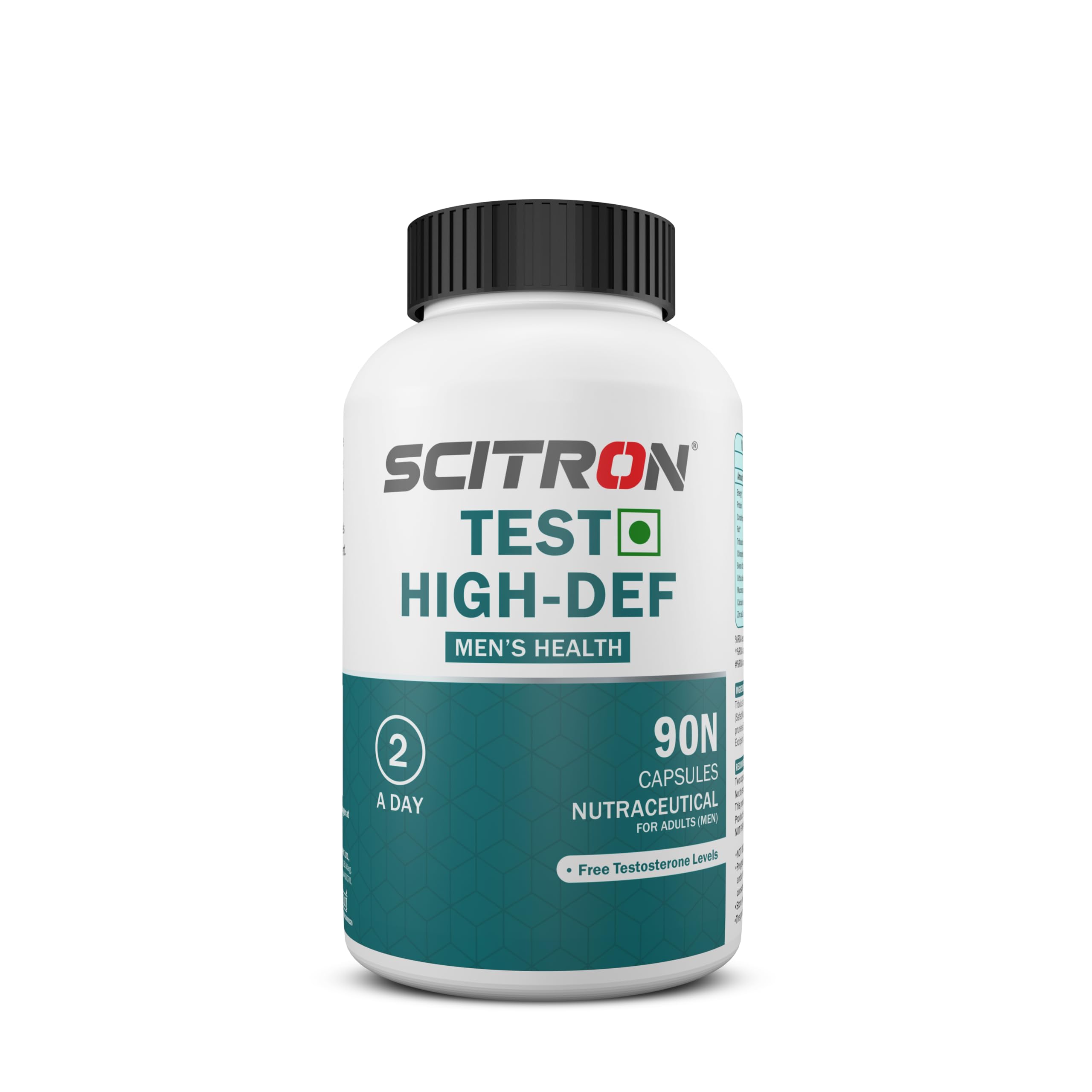 SCITRON TEST HIGH-DEF- 90N Capsules | Testosterone Booster Supplement For Men With Tribulus, Safed Musli, Boron Citrate, Urica Diocia & Mucuna Pruriens | Manage testosterone levels | Supports muscle growth management