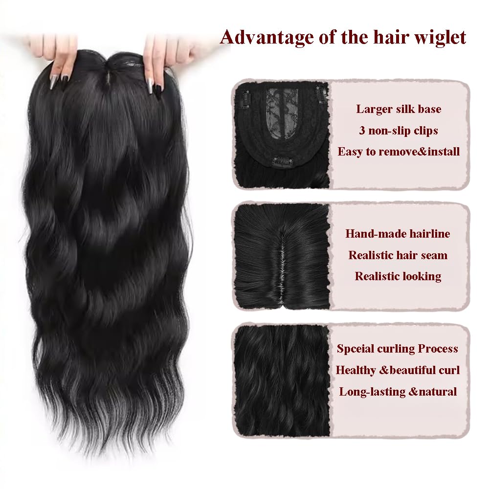 20 inch Synthetic Wavy Hair Topper for Women 7"x7" Base, Thinning Hair (2H/33#, 20 INCH) - Image 2