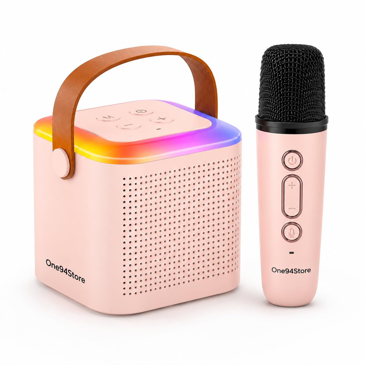 One94Store Karaoke Wireless Microphone & Square LED Speaker, Mic Set | Bluetooth Singing Mic with RGB Lights | Perfect for Any Party & Gift Toy for Kids & Adults (Pink)-image-33