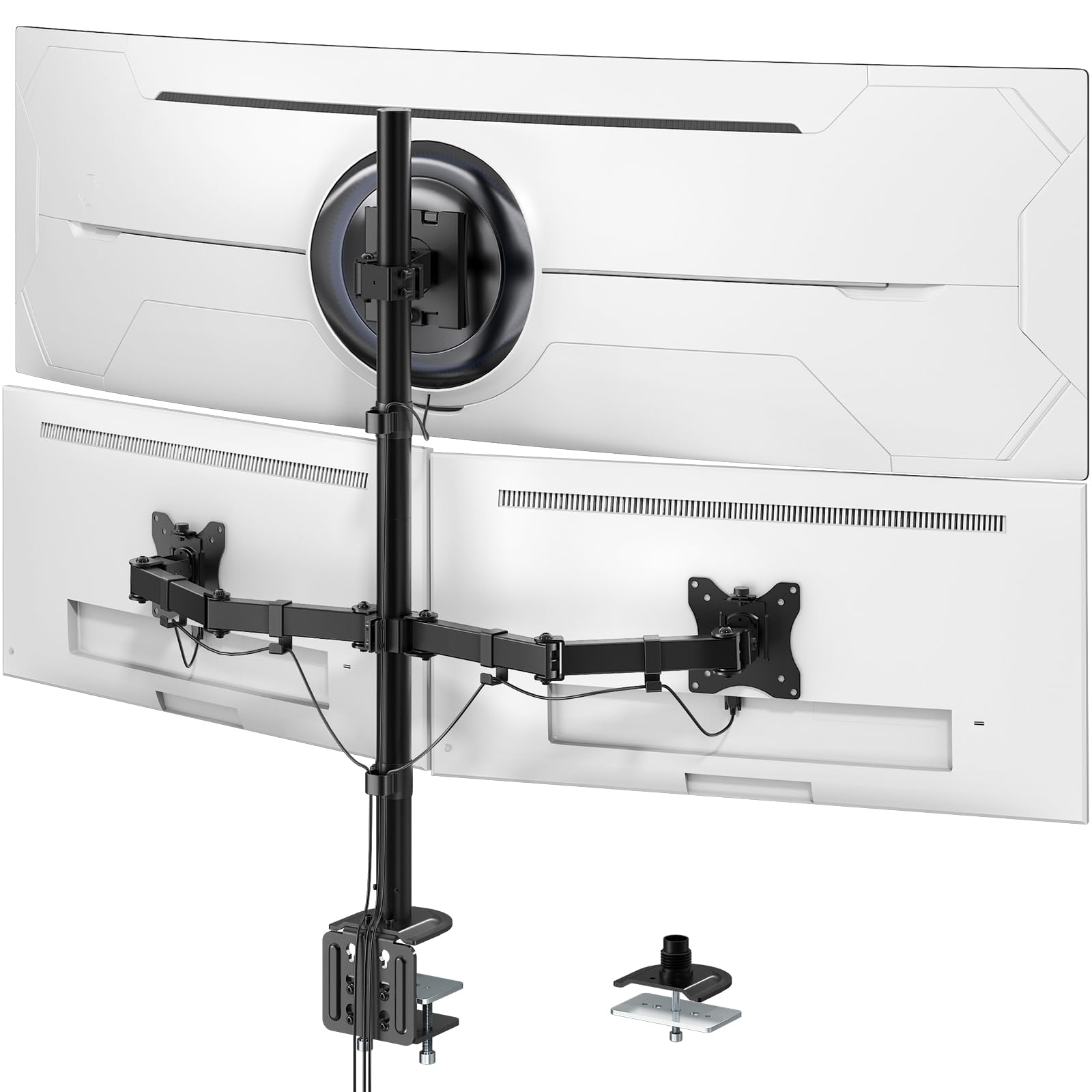 Supporto Monitor Triplo per Schermo LED LCD da max a 1 x 49 e 2 x 32 Pollici, 80CM Super alto Braccio Monitor Scrivania 10 kg per Braccio, VESA75/100mm