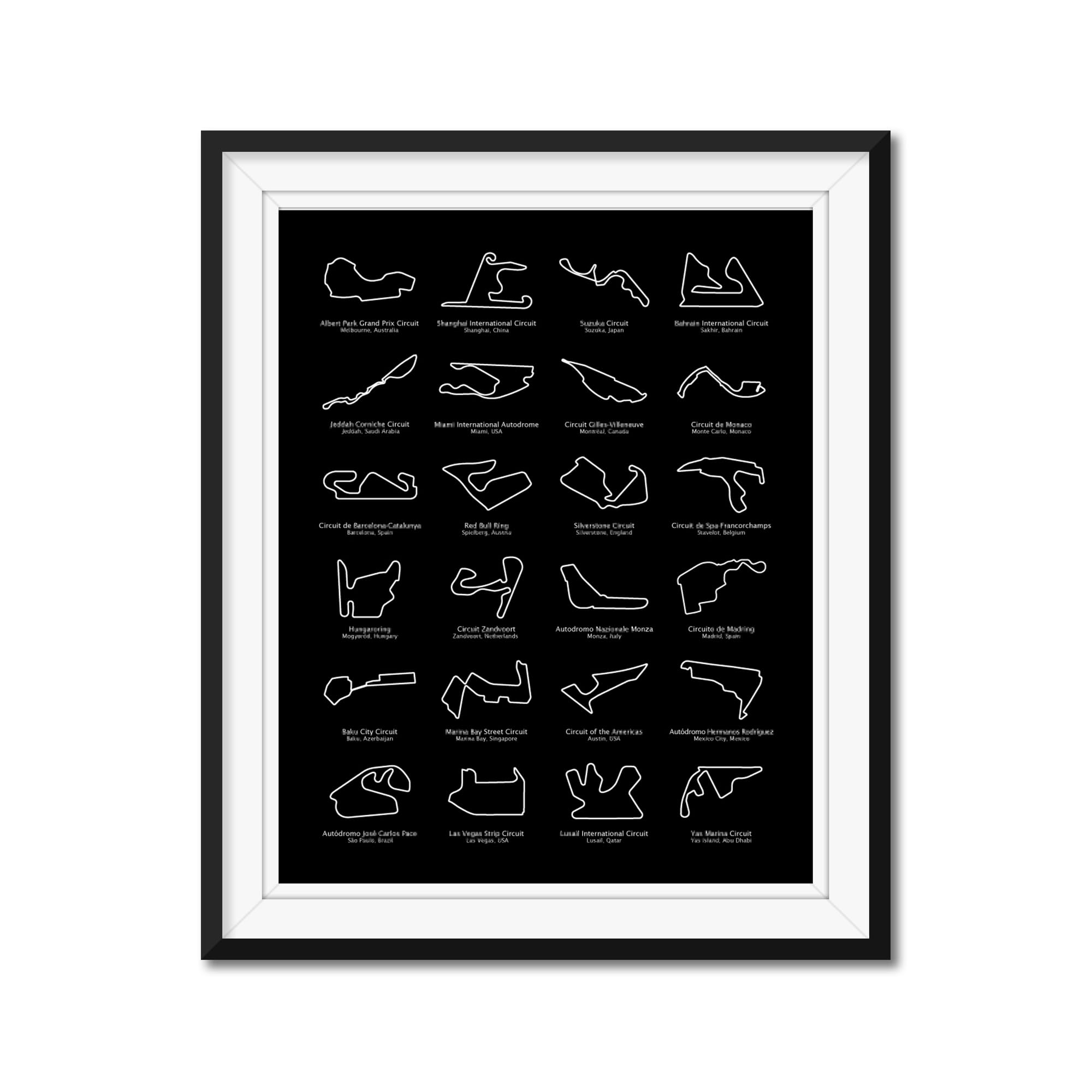 Formula Race Track Poster 2026 Circuits intended for Formula Racing Fans Gift Print Wall Art Handmade Décor: Portrait Black, 8x10 Satin Print (Unframed)