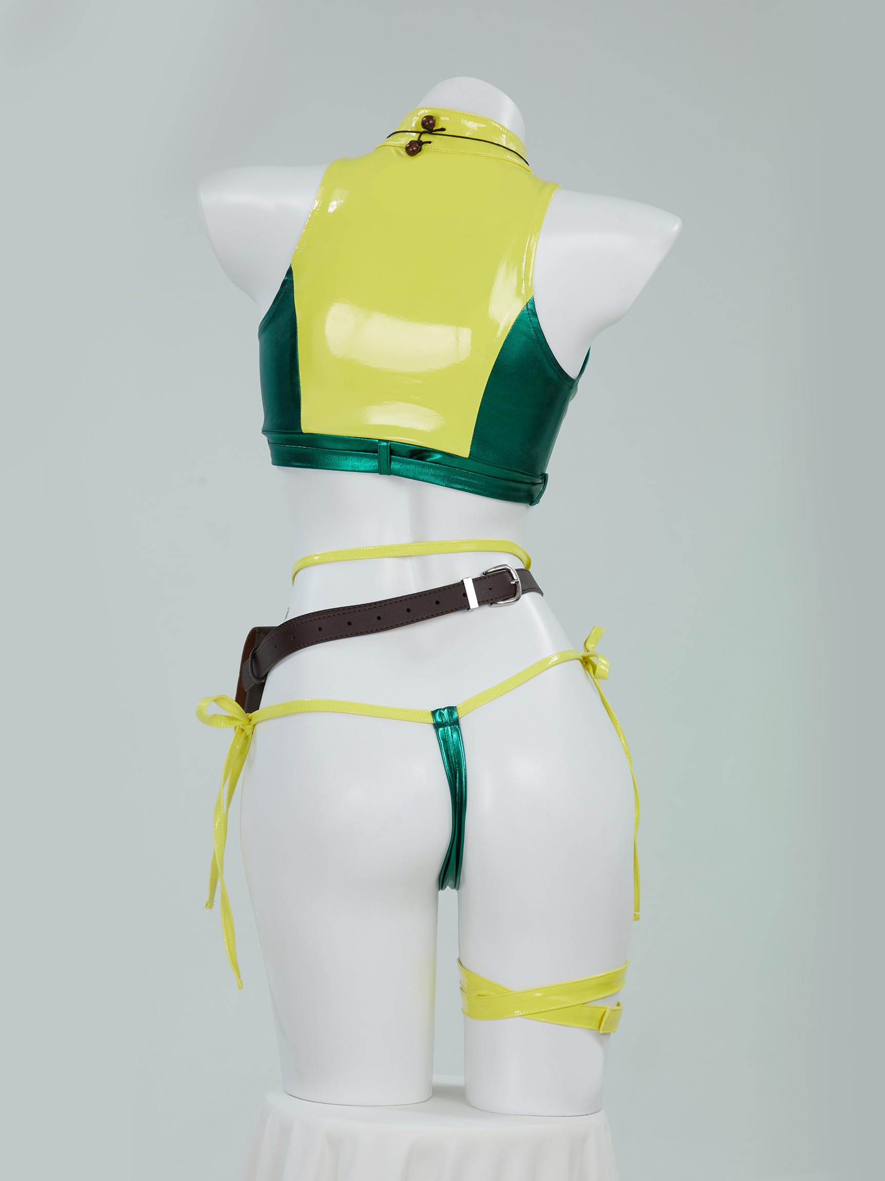 Mobbunny Movie Derivative Cosplay Costume Women Sexy Lingerie Set Cutout Top and Skirt with Headband Gloves Halloween: Large Green